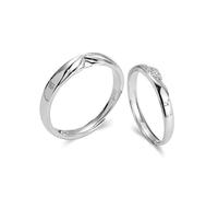 Dsnyu Alliance Argent 925 Couple Réglable, Bague Couple Argent Coque en Forme de V Zircone Cubique Forme Ronde