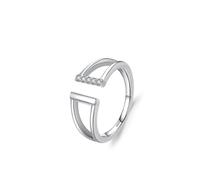 Dsnyu Alliance Femme Mariage, Bague en Argent Sterling 925 Bijoux Ouverts Géométriques Creux Zircone Cubique Forme Ronde Argent Taille 56.5