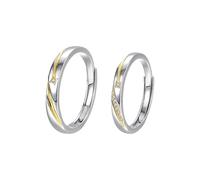 Dsnyu Bague Argent 925, Bagues Reglables Étoile Filante Zircone Cubique Forme Ronde Argent Or Alliance