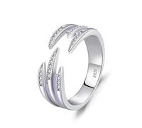 Dsnyu Bague Femme Argent 925, Bague De Fiançailles Femme Bijoux Ouverts À Lignes Irrégulières Zircone Cubique Forme Ronde Argent Taille 51.5