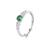 Dsnyu Bague Femme Fiançailles, Bague en Argent 925 Réglage Gradué Zircone Cubique Forme Ronde Argent Taille 56.5