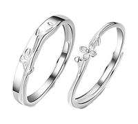 Dsnyu Bague Fiançailles Argent 925 Femme, Alliance de Mariage Fleur Argent Cadeau d'anniversaire Taille Réglable