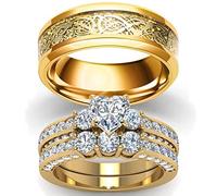 Dsnyu Bague Mariage Couple, Motif Dragon Alliance Homme Or, Bague Fiançailles Alliance pour Ma Fille Taille 67