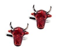 Dsnyu Bouton de Manchette Argente, Chemise Bouton de Manchette Homme Costume Rouge Tête de Taureau Femme Bijoux pour Mariage