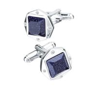 Dsnyu Bouton de Manchette Homme Bleu, Chemise Bouton de Manchette Grès Brillant Zircone Cubique Forme Carrée Costume Bijoux Cadeau pour Anniversaire