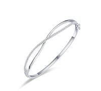 Dsnyu Bracelet Argent, Bracelet Femme Argent Sterling 925 Traversée De La Manche Zircone Cubique Forme Ronde Taille 16Cm