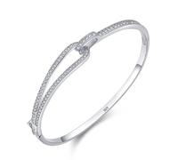 Dsnyu Bracelet Jonc Argent 925, Bracelet Femme Infini Zircone Cubique Forme Ronde Argent Taille 18Cm