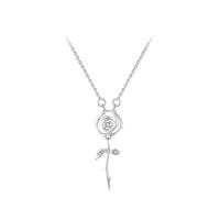 Dsnyu Collier Pendentif Fleur, Collier Femme Argent Sterling 925 Zircone Cubique Argent Mode Moderne Bijoux Cadeau pour Anniversaire