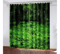 Dsnyu Rideau Occultant Fenetre Chambre, Rideau Occultant Polyester Vert Jungle 132L x 244H CM Lot de 2