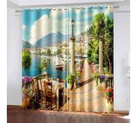 Dsnyu Rideaux de La Cuisine Moderne, Rideau Salon Multicolore Polyester Architecture de La Ville de Venise 102L x 160H CM Lot de 2