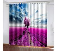 Dsnyu Rideaux Salon Moderne, Rideau Chambre Rosenrot Gris Polyester Champ de Fleurs de l'arbre Céleste 96L x 214H CM Lot de 2