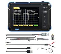 DSO152 Oscilloscope numérique portable 200 kHz Bande passante 2,5 MS/s, écran LCD de 2,8", mode automatique à un bouton, mesure ± 400 V pour laboratoires éducatifs et entretien de base, bleu (haut)