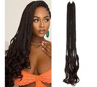 Dsoar French Curl Crochet Braids Tresses en Boîte Pré-bouclées avec Pointes Bouclées en Spirale Cheveux Tressés Rebondis Goddess Box Braids Crochet Hair pour Femmes, 6 Paquets 18 Pouces