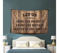 Dsocuiubos Man Cave Accessoires et décoration Let Us Drink Like Nains Smoke Like Wizards and Party Like Hobbits Tapisserie Décoration de porte de chambre Esthétique Vintage (Taille : 75 x 100 cm)