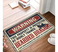 Dsoluuing Accessoires de garage pour homme Avertissement de grotte Cette propriété est protégée par un dragon barbu très entraîné 1 tapis tapis et tapis chaussures ici tapis (taille : 65 x 90 cm)