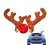 DSOPV Bois de cerf pour voiture, bois de cerf et nez pour décoration de voiture, camion - Ensemble cadeau de corne de cerf de Noël (B)