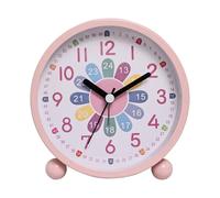 DSOPV Réveil d'apprentissage pour enfants, petite horloge d'apprentissage précoce en métal, réveil analogique pour enfants, adolescents, garçons et filles (rose)