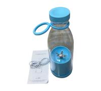 DSOUWEH Blender portable rechargeable, extracteur de jus électrique personnel, mini-extracteur de jus pour bouteilles de vin, mini-blender USB 380 ml, appareil multifonction USB, bleu