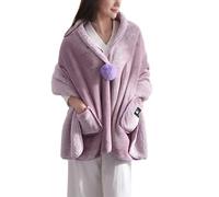 DSOUWEH Veste de lit à Boutons en Polaire Douce avec Poches, Reste au Chaud et Confortable Pendant la Nuit, Polyester Doux et Confortable à Porter, Rose