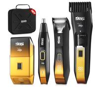 DSP 4 en 1 Kit de soins pour hommes, tondeuse à barbe réglable Manscape, tondeuse pour le corps, tondeuse pour poils de nez et rasoir à grille, étanche IPX7, écran LED, sans fil pour le visage et le