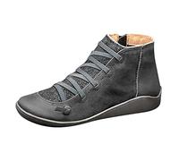 DSQSasahip Bottines Femme Chaussure Femme Hiver Chaudes Légère Antiderapante Bottines pour Femmes Chaussures avec Fermeture éclair Latérale Ankle Boots Femme Pas Cher (Grey, 36)