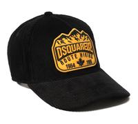 Dsquared2 Casquette Baseball en Coton Côtelé Noire Patch Route Cap Logo Brodé