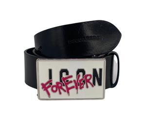Dsquared2 - Ceinture Plaque Icon Forever - Femme - Accessoires - Noir - Taille: 85 CM