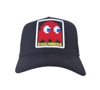 DSQUARED2 Chapeau de Baseball Visière Vintage et Armoiries, Noir et Rouge, Noir/Rouge