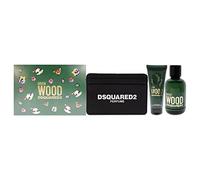 Dsquared2 Green Wood For Men 3 Pc Gift Set 3.4oz EDT Spray, 3.4oz Perfumed Bath and Shower Gel, Card Holder