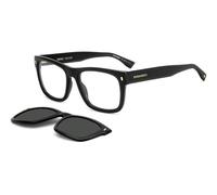 Dsquared2 Homme D2 0100/CS 807/M9 Lunettes de soleil Plastique Noir Gris Géométrique Polarisé Clip-on