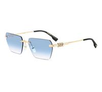 Dsquared2 Homme D2 0102/S LKS/ST Lunettes de soleil Métal Or Bleu clair Carré Normale Ombré