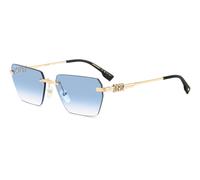 Dsquared2 Homme Dsquared2 D2 0102/S LKS/ST Lunettes de soleil Métal Or Bleu clair Carré Normale Ombré