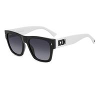 Dsquared2 Homme ICON 0004/S P56/9O Lunettes de soleil Acétate Noir/blanc Gris Carré Ombré