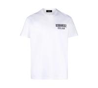 Dsquared2, Homme, Tops, Blanc, Taille: 2XL T-shirt ras du cou avec logo imprimé