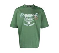 Dsquared2, Homme, Tops, Vert, Taille: XL T-Shirt Ras du Cou avec Logo Imprimé
