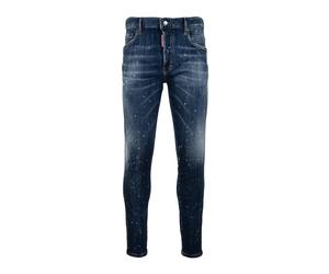 Dsquared2 - Jean Homme avec Bouton et Patch en Cuir - Homme - Jeans - Bleu - Taille: 2XL