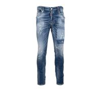 Dsquared2 - Jean Homme avec Bouton et Patch en Cuir - Homme - Jeans - Bleu - Taille: M
