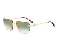 Dsquared2 Lunettes de soleil D2 0102/S PEF/D6 Métal Or/Vert Carré Verres miroir ombré 58/16 Homme
