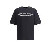 Dsquared2, Homme, Tops, Noir, Taille: M T-shirt en coton avec monogramme
