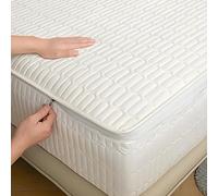 DSSHENGDS Protège Matelas Matelassé，Surmatelas Imperméable RespirantBonnet ，Housse Amovible et Lavable，Différentes Tailles-White- 80x190+18cm