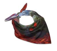 DSSLLY Bandana carré en satin avec feuilles rouges et mousse - 45,7 x 45,7 cm