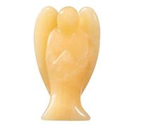 dssmboom 3” Figurines d'anges en Cristal Statues d'anges Gardiens | Statue d'ange en jade jaune pour décoration d'église et intérieure, figurine d'ange pour méditation et prière