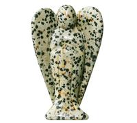 dssmboom 3” Figurines d'anges en Cristal Statues d'anges Gardiens | Statue d'ange en jaspe dalmatien pour décoration d'église et intérieure, figurine d'ange pour méditation et prière