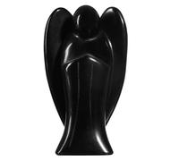 dssmboom 3” Figurines d'anges en Cristal Statues d'anges Gardiens | Statue d'ange en obsidienne noire pour décoration d'église et intérieure, figurine d'ange pour méditation et prière