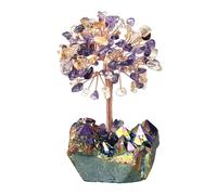 dssmboom Arbre de Vie en Cristal, Arbre Feng-Shui Bonsai à Fil enroulé | Arbre d’améthyste et de citrine avec base de grappe de cristal revêtue de titane arc-en-ciel, décoration arbre de richesse