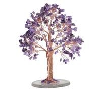 dssmboom Arbre de Vie en Cristal d’améthyste avec Socle en Tranche d’Agate | Arbre bonsai en cristal, arbre de prospérité pour la richesse, Feng-Shui arbre d’équilibre des chakras, décoration intérieure