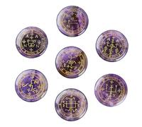 dssmboom Ensemblede 7 Pierres de Cristal de Améthyste Poli Gravées de Symboles Magiques d'Archanges pour l'Équilibre des Chakras, Pierre de Poche Décorative pour la Décoration de la Maison