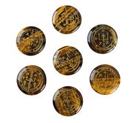 dssmboom Ensemblede 7 Pierres de Cristal de Œil de Tigre Poli Gravées de Symboles Magiques d'Archanges pour l'Équilibre des Chakras, Pierre de Poche Décorative pour la Décoration de la Maison