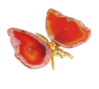 dssmboom Lot de 2 Figurines Papillon en tranches d'agate géode pour décoration de Bureau, Papillon doré avec des Ailes en tranches d'agate Rouge pour Collection ou Exposition