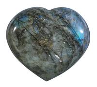 dssmboom Natural Labradorite Crystal Stone for Home Decor, Love Heart Worry Stone pour la méditation, l'anxiété, 3.15"-4.33"